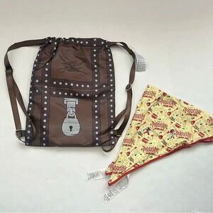 DISNEY CRUISE LINE Mickey Mouse Pirate Drawstring Backpack & Bandana treasure